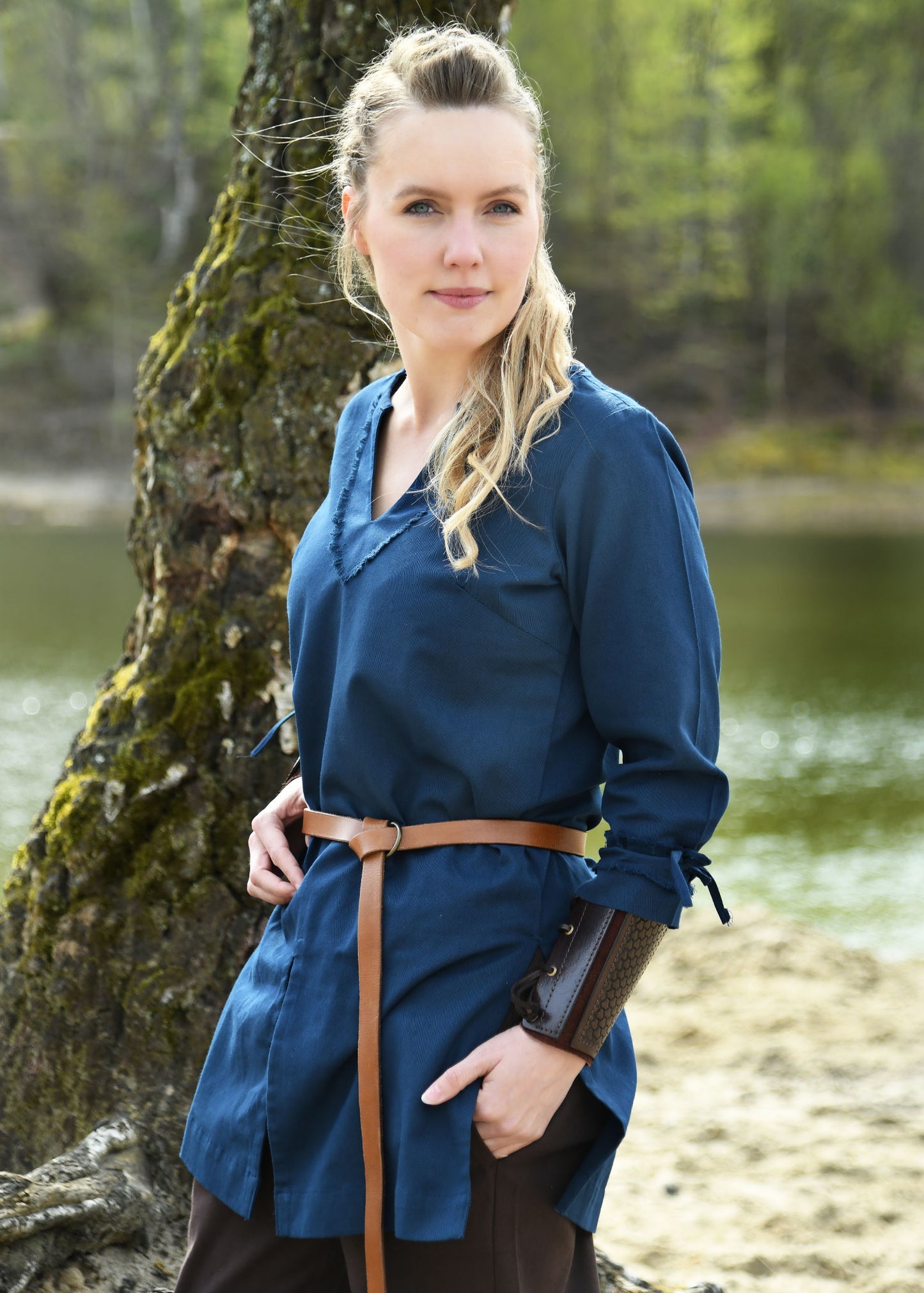 Mittelalter Frauen Tunika Blau