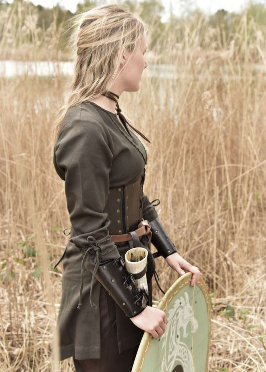 Mittelalter Frauen Tunika olivgrün