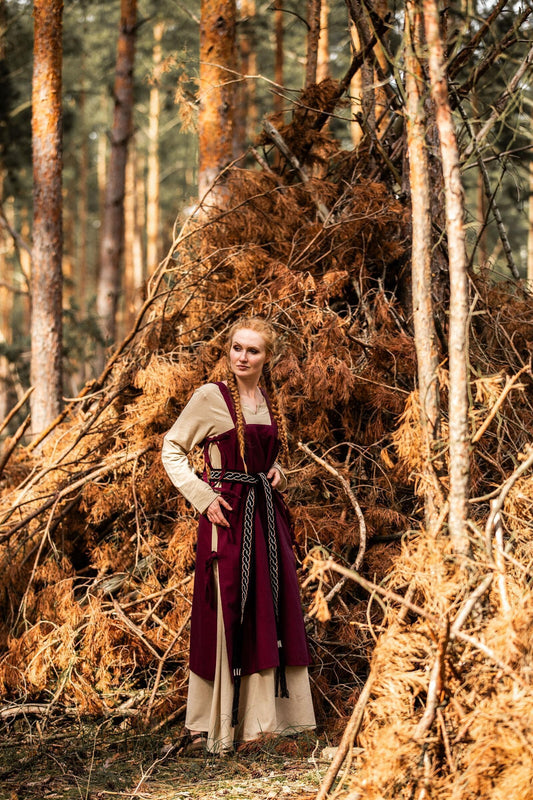 Mittelalter Überkleid Schürze Rot