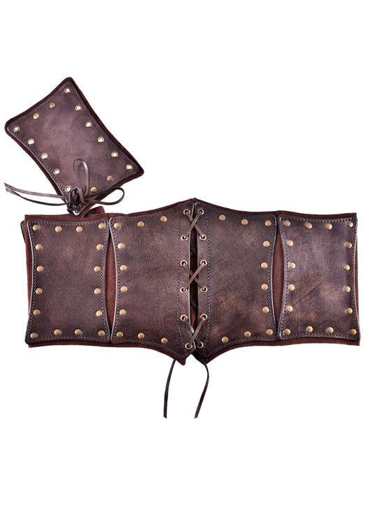 Ledercorsage aus Büffelleder – Unterbrust-Stil mit Wildlederfutter Braun