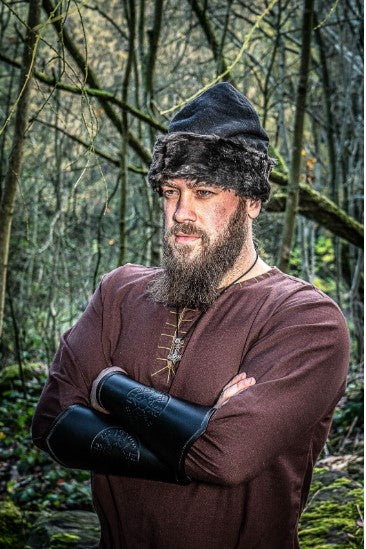 Wikingertunika mit Stickerei Dunkelbraun