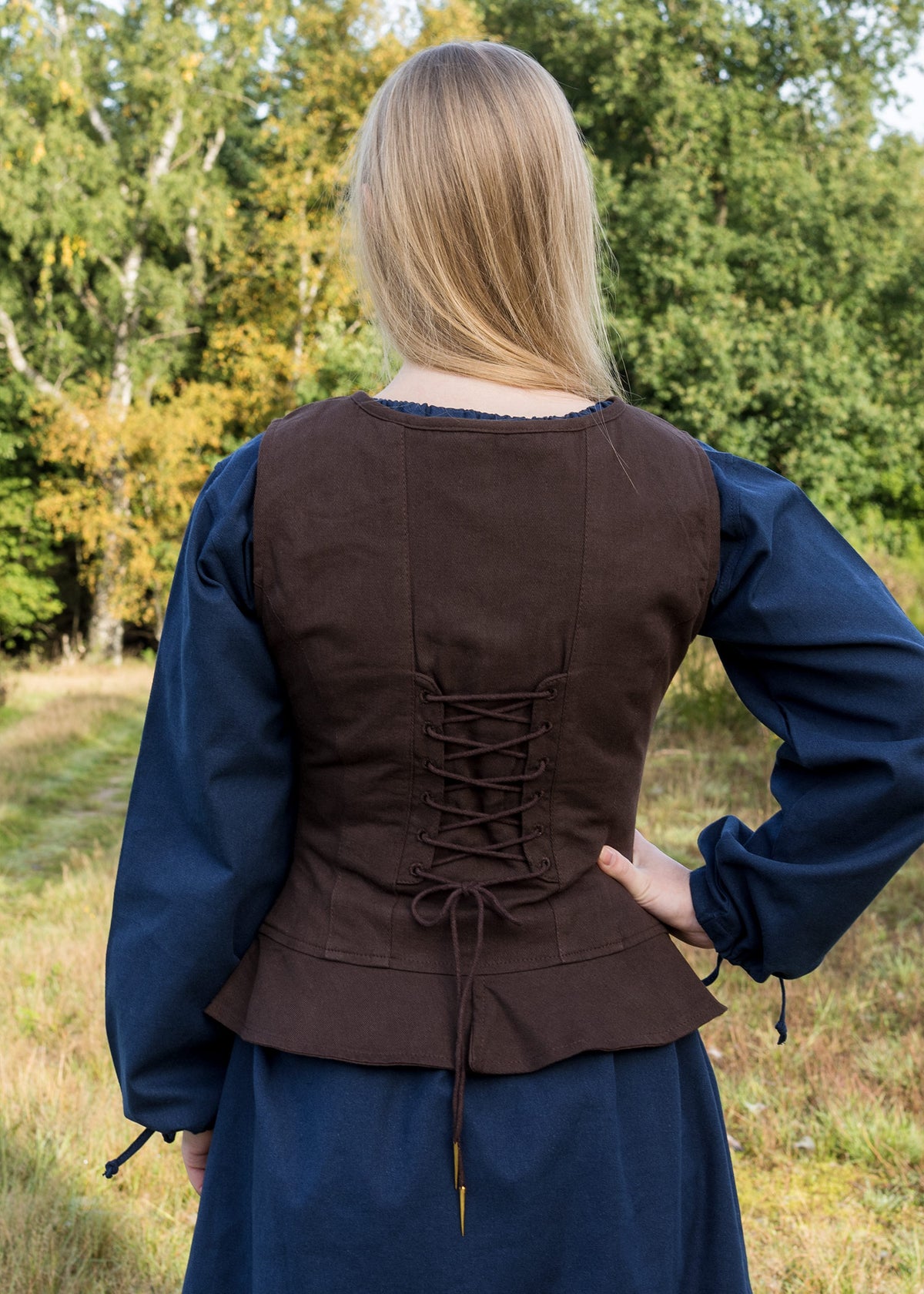 Mittelalter Schnürmieder aus Baumwolle mit spitz zulaufendem Vorderteil