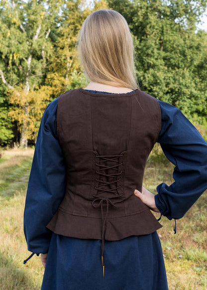 Mittelalter Schnürmieder aus Baumwolle mit spitz zulaufendem Vorderteil