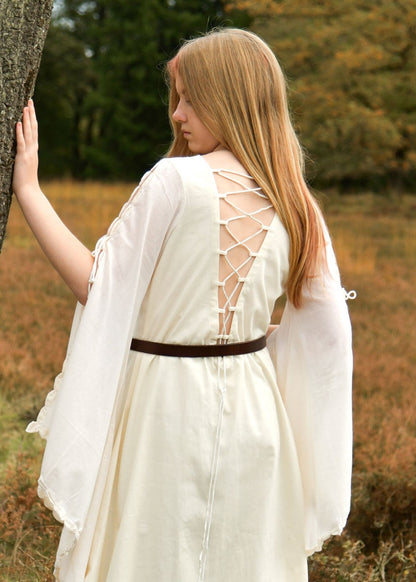 Mittelalter Kleid mit Schnürung am Rücken und Trompetenärmeln