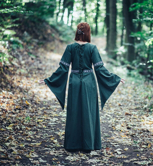 Herbstkleid Mittelalter Wikinger Grün/Natur