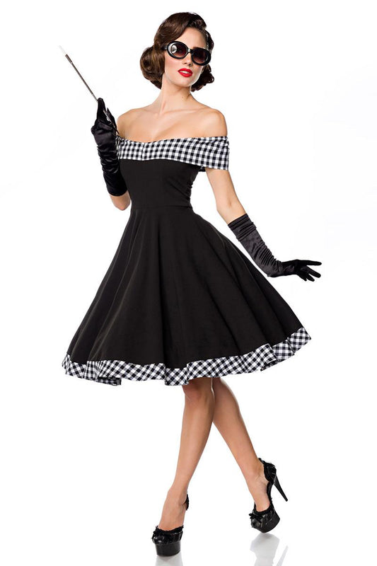 Schulterfreies Swing-Kleid – Retro-Chic