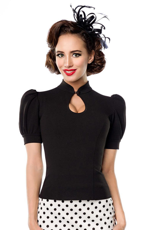 Jersey Bluse -Stilvoll und Figurbetont Schwarz