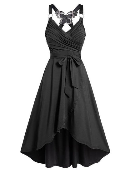Rockabilly Kleid mit V-Ausschnitt & Schleife