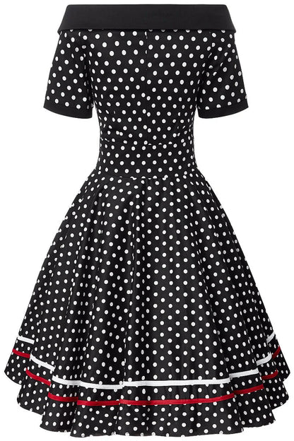 Darlene Swingkleid in Schwarz/Weiß Polka Dots – Retro-Charme pur