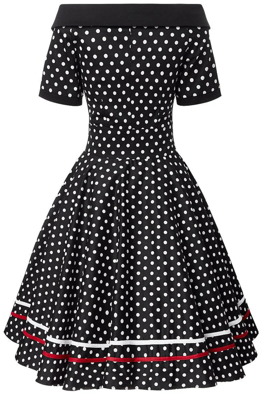 Darlene Swingkleid in Schwarz/Weiß Polka Dots – Retro-Charme pur