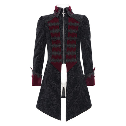 Viktorianische Gothic Jacke für Herren mit Stickerei und Stehkragen
