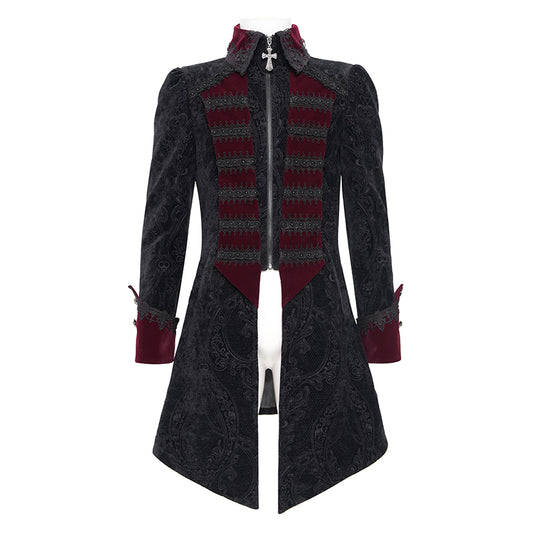 Viktorianische Gothic Jacke für Herren mit Stickerei und Stehkragen