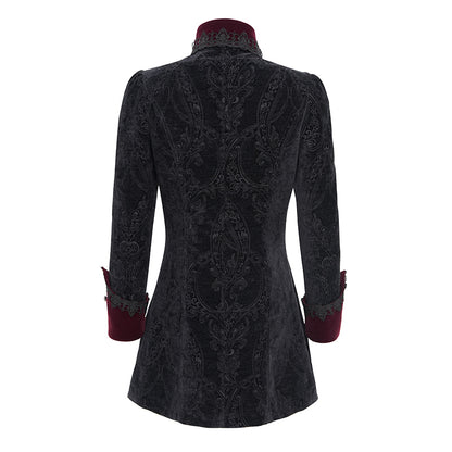 Gothic Herrenjacke von Devil Fasion in Schwarz und Bordeaux mit Samt