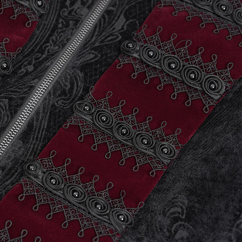 Piratenjacke Schwarz und Bordeaux mit Samt