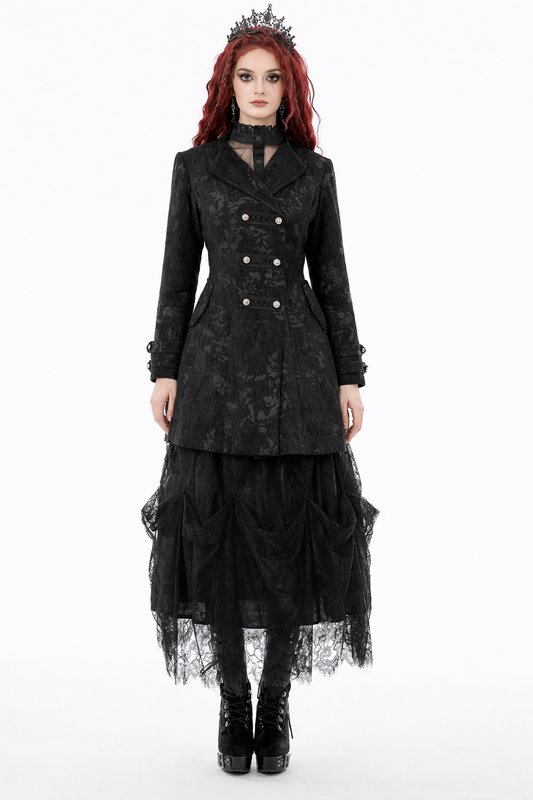 Gothic Samtjacke schwarz mit Doppelreihe von Dark in Love