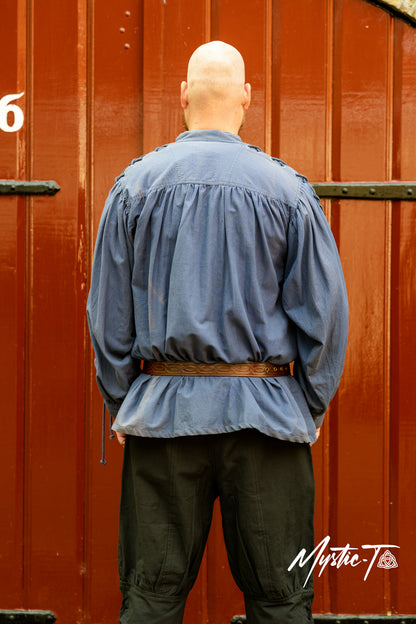 Mittelalter Schnürhemd mit Ösen, Blau