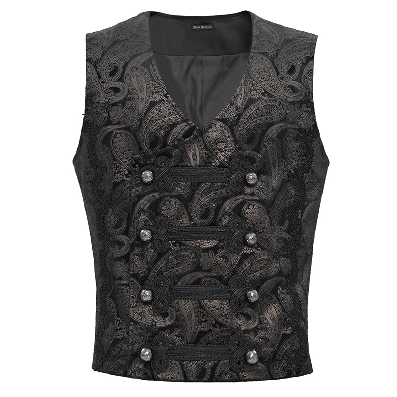 Gothic Herrenweste von Devil Fashion mit goldfarbenem Paisleymuster