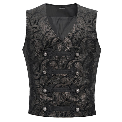 Gothic Herrenweste von Devil Fashion mit goldfarbenem Paisleymuster