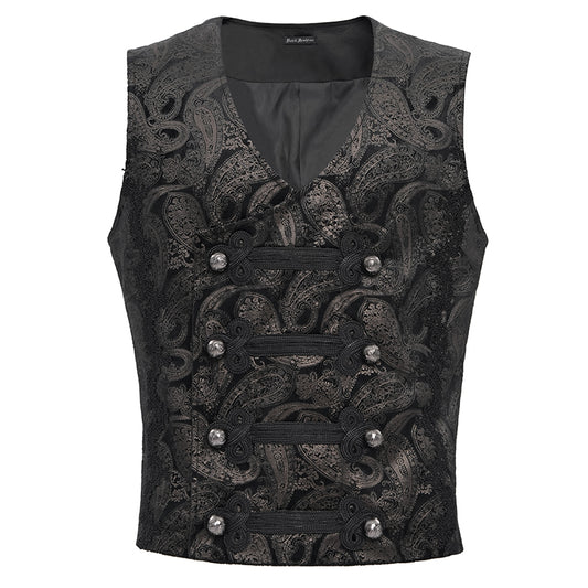 Gothic Herrenweste von Devil Fashion mit goldfarbenem Paisleymuster