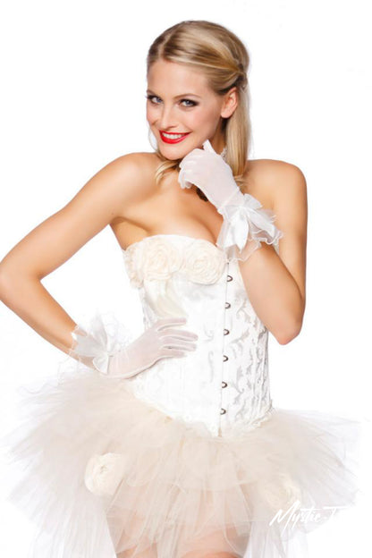Brokat-Corsage mit Blumen Weiss Creme