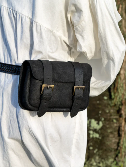 Gürteltasche aus Wildleder für Mittelalter Gewandung Schwarz