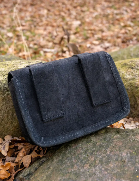 Leder Gürteltasche klein für Wikinger und Reenactment Schwarz