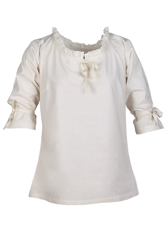 Mittelalter Bluse mit 3/4-Arm – Natur
