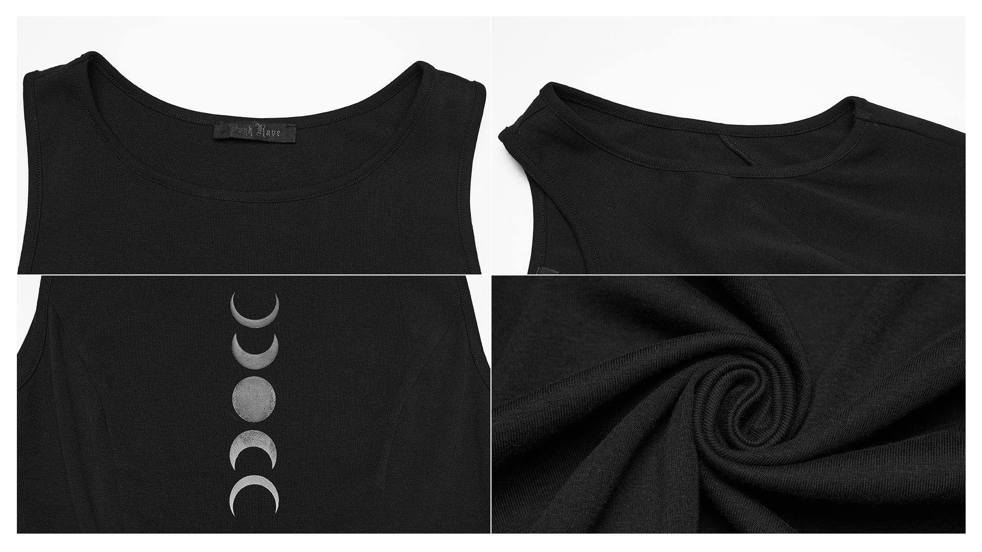 Ärmelloses Kleid mit Mondphasen-Motiv und ausgestelltem Rock