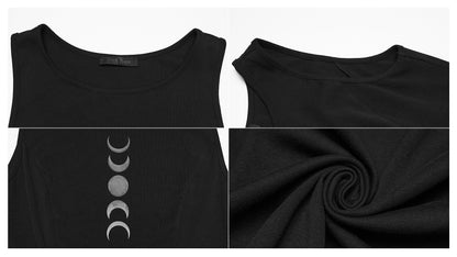 Ärmelloses Kleid mit Mondphasen-Motiv und ausgestelltem Rock