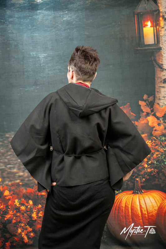 Cape Schwarz Wintercape mit Reißverschluss