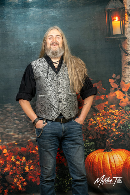 Weste Steampunk – Schwarz mit Silbermuster