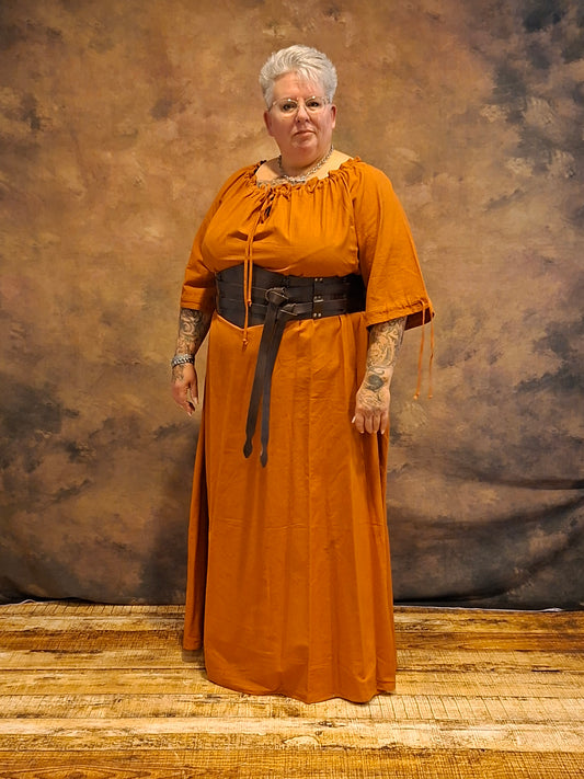 Breiter Mittelalter Ledergürtel Doppelgürtel mit Flechtnaht in Dunkelbraun für LARP mittelalterkleid