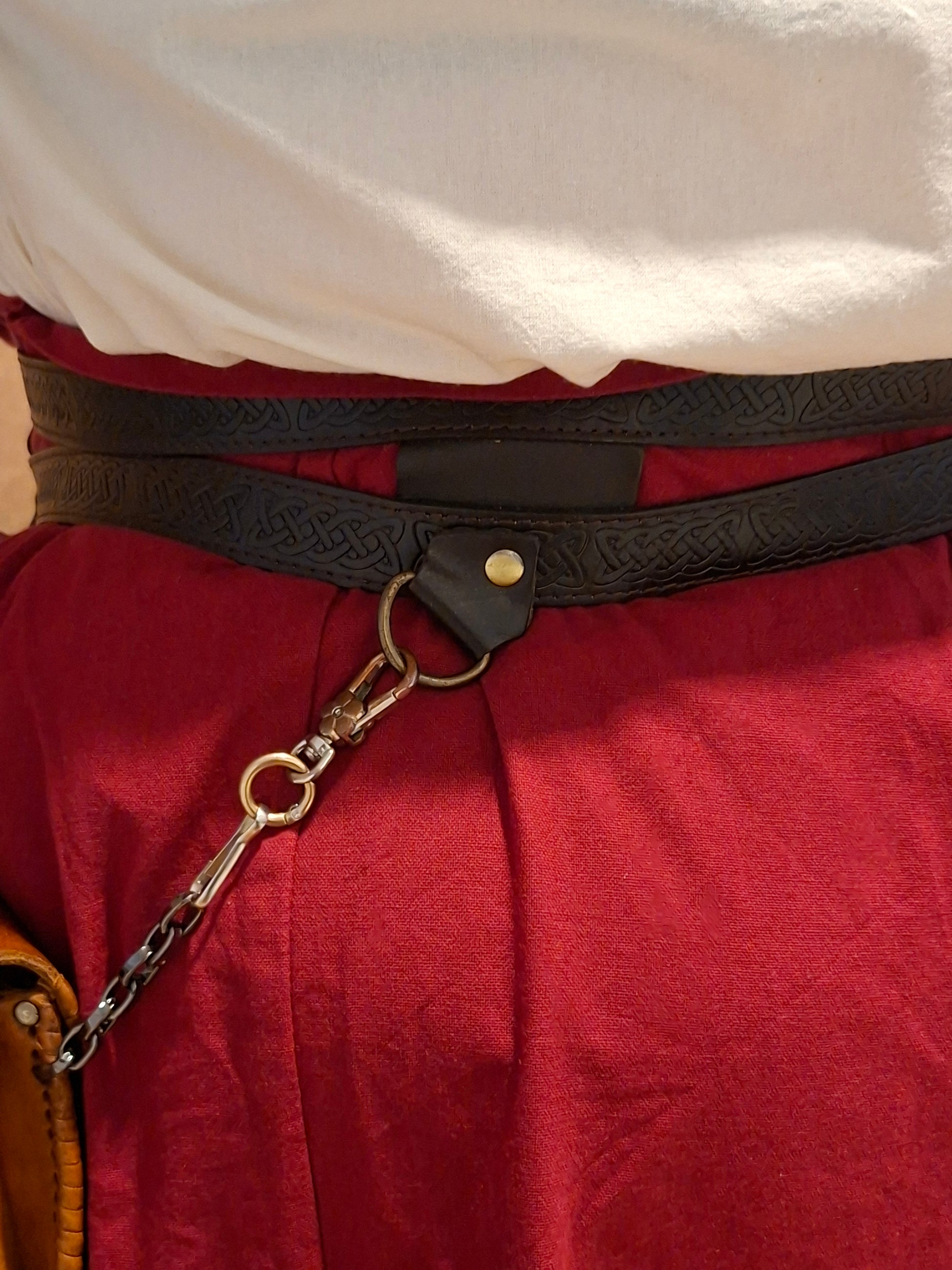 Mittelalter Doppelgürtel aus Leder braun für LARP und Reenactment