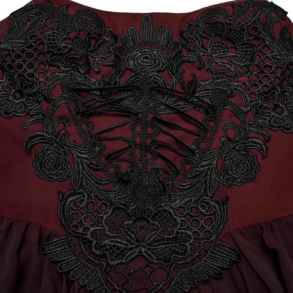 PunkRave Kleid Pallorose – Rotschwarz mit Spitze