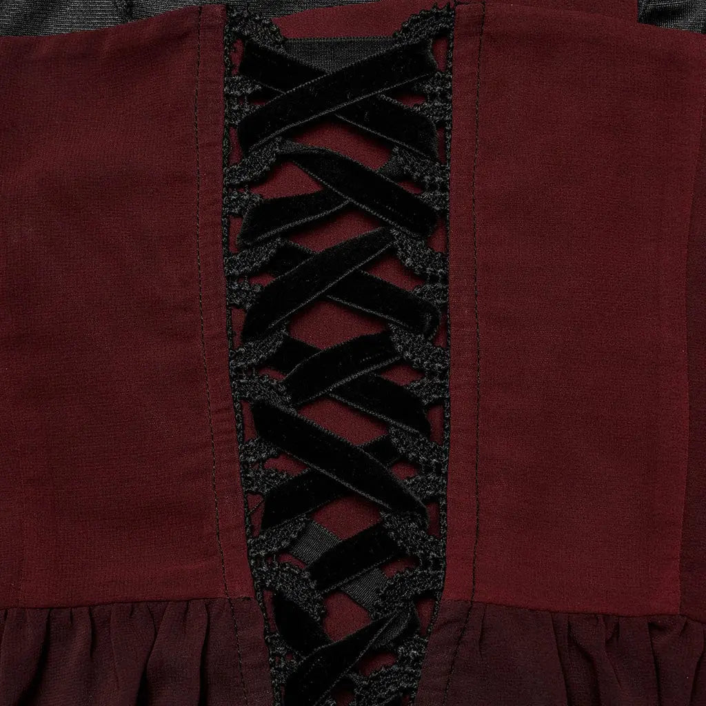 PunkRave Kleid Pallorose – Rotschwarz mit Spitze