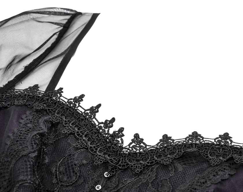 Fantasy Kleid lila mit transparenten Ärmeln und Tüllrock