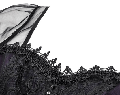 Fantasy Kleid lila mit transparenten Ärmeln und Tüllrock