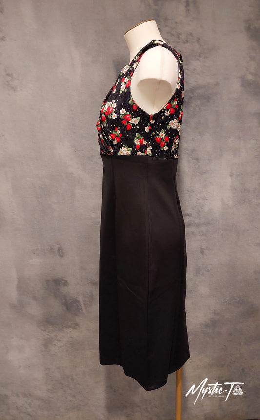 Cheryl Dress - with Strawberry & Polka Print and Black Skirt