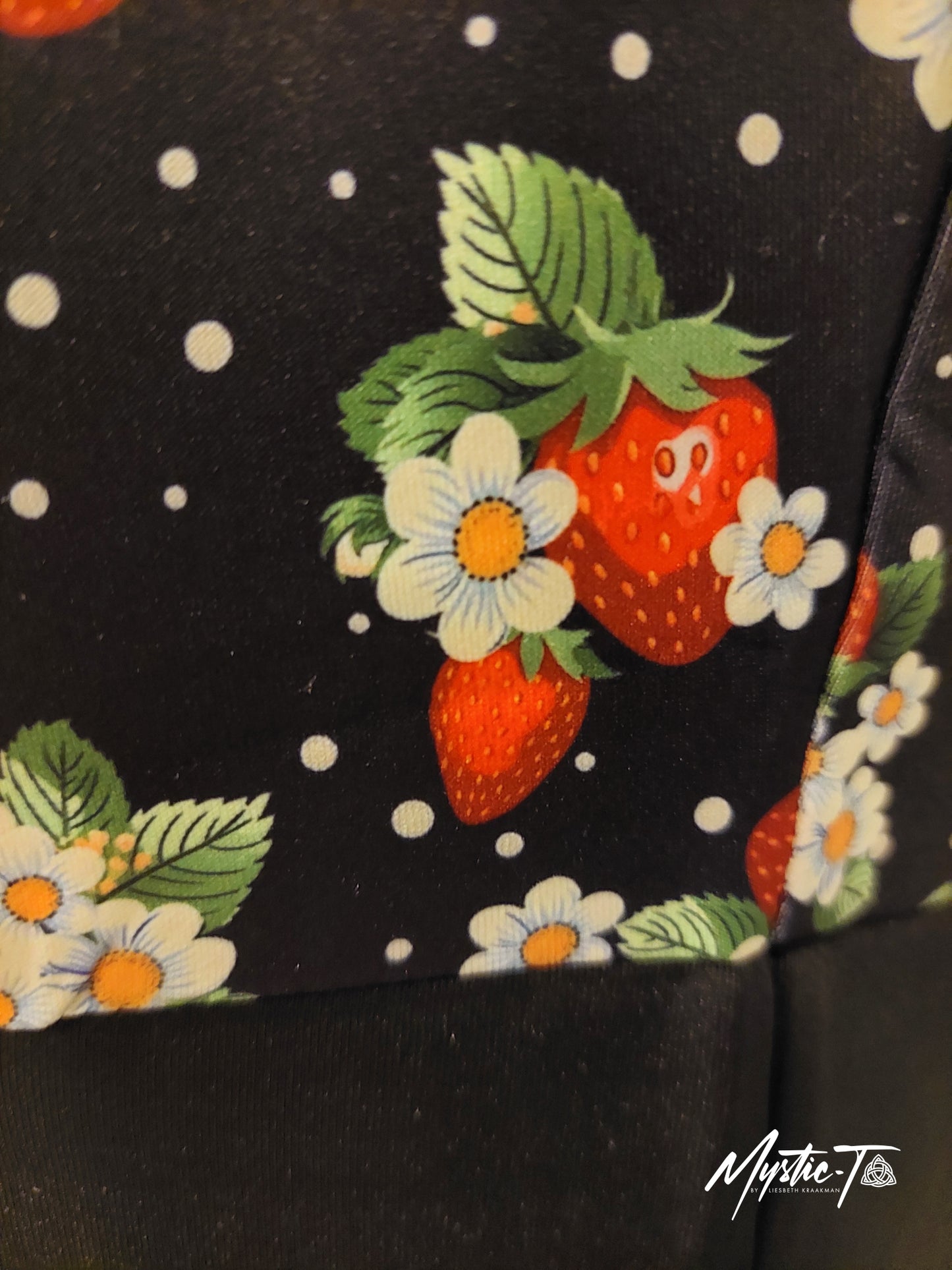 Cheryl Dress - with Strawberry & Polka Print and Black Skirt