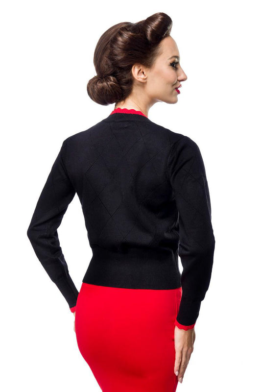 Retro-Strickjacke mit Kirschmuster – Vintage-Charme XL