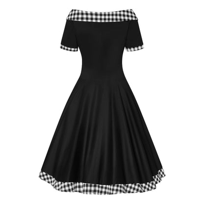 Darlene Swingkleid in Schwarz/Weiß Tartan – Retro-Charme pur