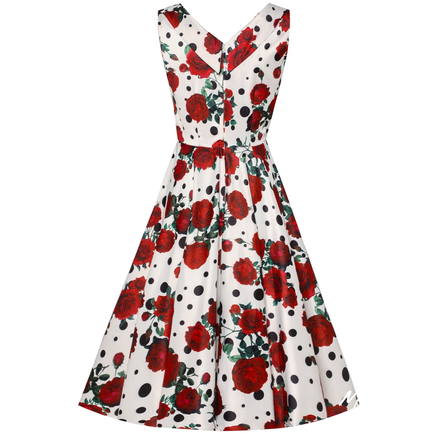 Grace Vintage Style Jive Dress In White Rose