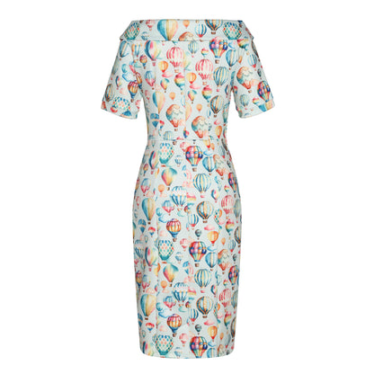 Valerie Off-Shoulder Kleid – Vintage-Glamour mit Heißluftballons Nur im 38