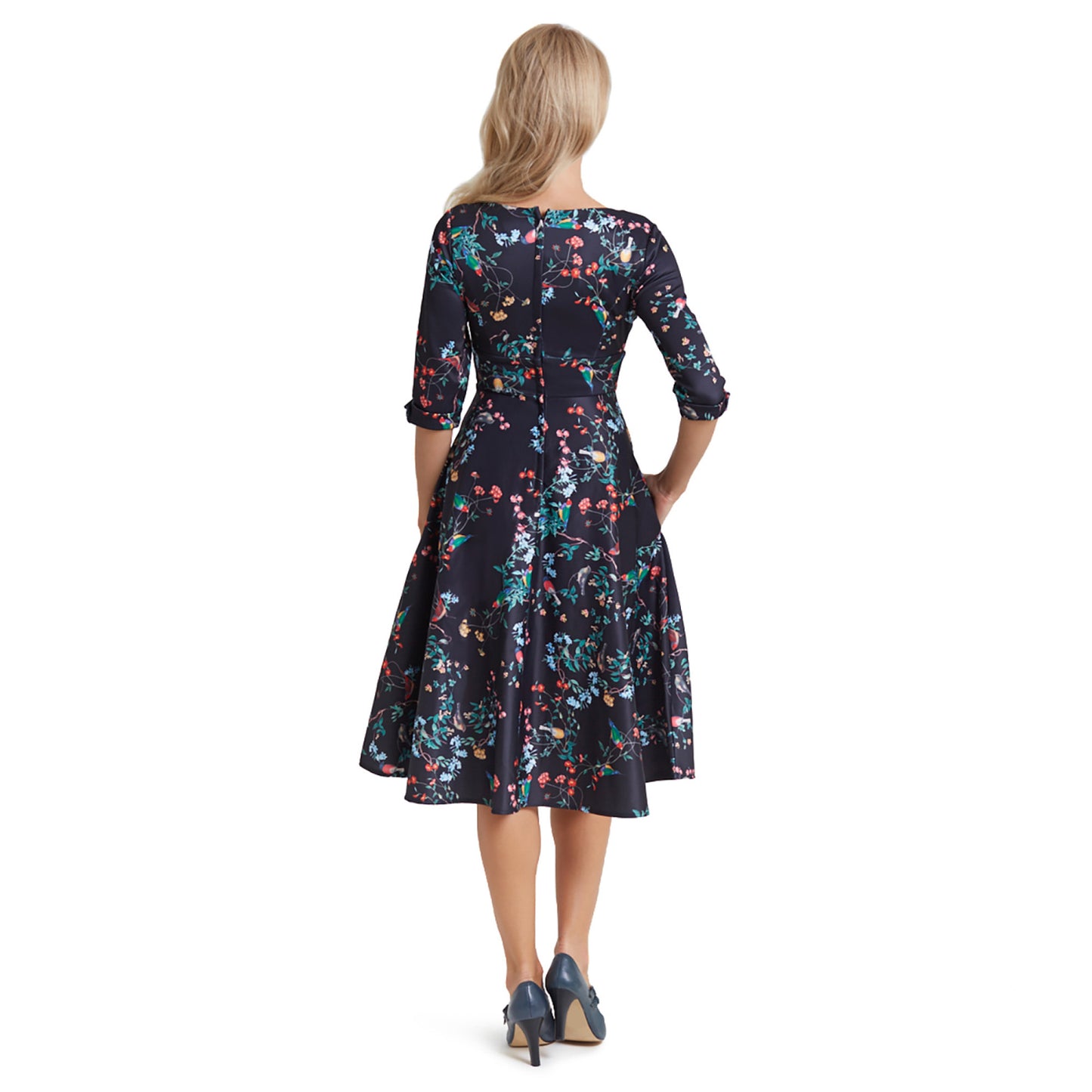 Scarlette Dress – Bird & Flower Print von Dolly & Dotty