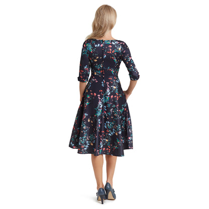 Scarlette Dress – Bird & Flower Print von Dolly & Dotty
