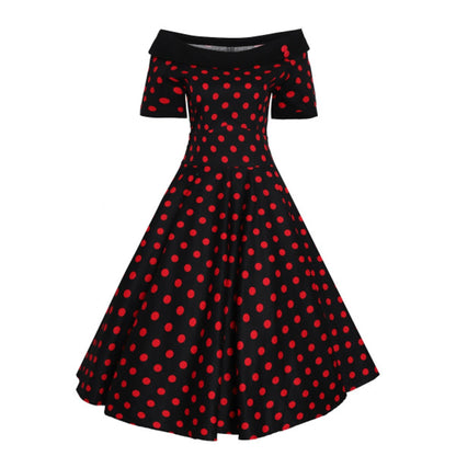 Darlene Black and Red Dot Swing Dress, größe 38