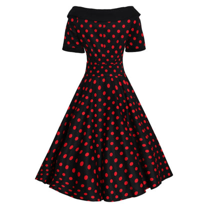 Darlene Black and Red Dot Swing Dress, größe 38