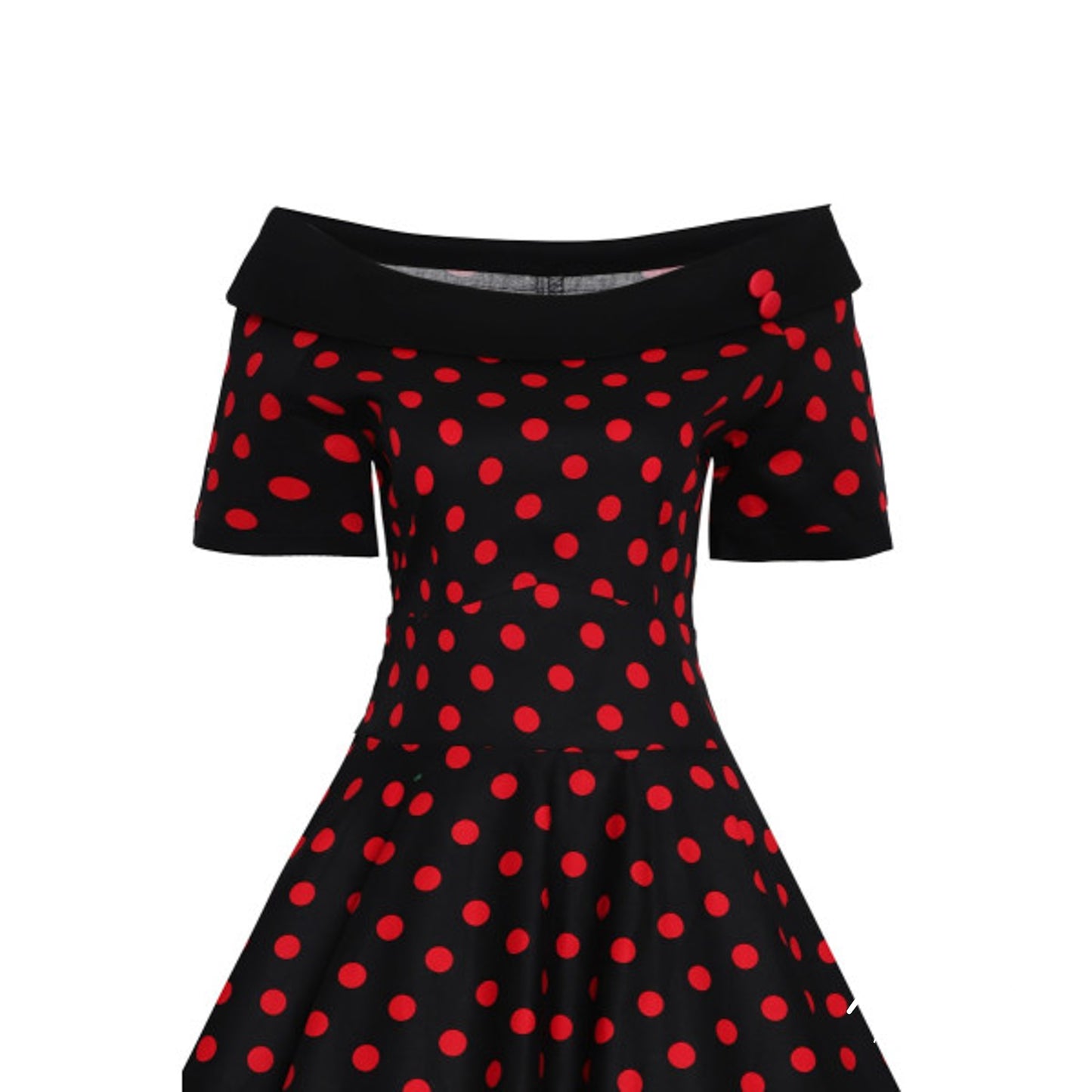 Darlene Black and Red Dot Swing Dress
