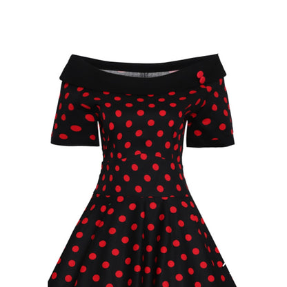 Darlene Black and Red Dot Swing Dress, größe 38
