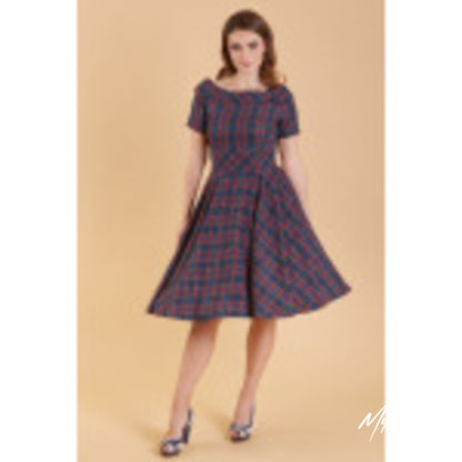 Darlene Dress Navy and Red Tartan – Nur in 44 noch da!